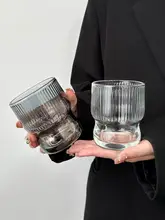 ストライプデザインのカフェスタイルグラスタンブラー【高級感・冷飲用・家庭用】