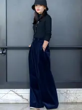 小九鹿 コーデュロイ ワイドレッグパンツ【高腰・スリム効果・秋冬用・スタイル】