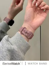 高級シリコン製アップルウォッチ用バンド【彫刻ローズデザイン・41mm/45mm対応・女性用】（セットアップ対応）
