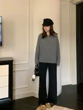 極上の柔らかさ 加厚ストレートパンツ【ハイウエスト・レディース・白色】（セットアップ対応）