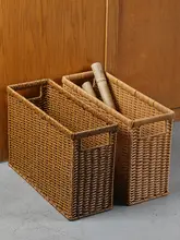 Kens プラスチック製ラタン風収納バスケット【大サイズ・フィットネス用・ヨガマット収納可】