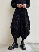 極上の柔らかさ！ベルベット製ルーズフィットワイドパンツ【花柄・レトロデザイン】