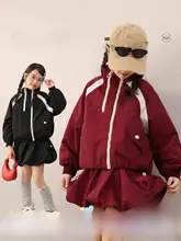 秋季用 子供用防風フリースジャケットとスカート【韓国風・立ち襟・暖かさ】（セットアップ対応）