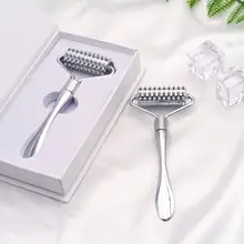 金属製 アイクリームローラー【マイクロニードル・フェイシャルマッサージ器・クリームスプーン付き】