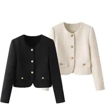 秋冬用 フランス風 レトロ無地 コート レディース【優雅な雰囲気・ラウンドネック・高級感】