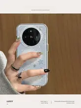 OPPO Find X8用 スマホケース【全包・シリコン製・落下防止・ブルーとホワイトの星柄】