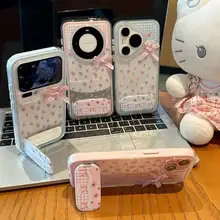 フラワープリントリボンデザインのスマートフォンケース【iPhoneやXiaomi、Huawei対応】