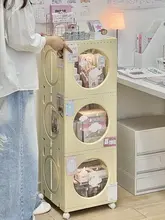 すき間収納ラック プラスチック 折りたたみ式 開き戸 移動式 多段 寝室 デスクサイド 学生