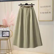 ヴィンテージ風 高ウエストAラインプリーツスカート【ポケット付き・スタイル・ミディ丈】