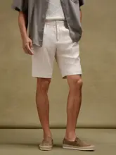 極上の柔らかさのリネン製ストレートカットショートパンツ【春夏用・通気性・ウエストゴム】