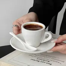白色エスプレッソカップ【陶器製・80ml・シンプルデザイン・コーヒーカップセット】