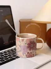ベハン 美しい花柄マグカップ【家庭用・オフィス用・陶器製】