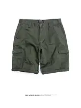 FREEWORLD ブランド 夏用 ワークスタイル 多ポケット ショートパンツ【厚手・ウォッシュ加工・ストレート】