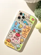 手描きカートゥーンデザインのiPhoneケース【透明シリコン製・防塵・iPhone各機種対応】