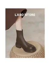 美脚効果のある本革ショートブーツ【厚底・裏起毛・秋冬用】