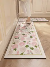 防滑キッチンマット【花柄・イ形・シリカゲル・吸水・洗濯不要】
