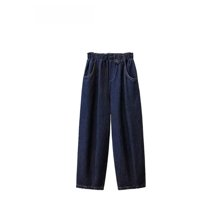 大きいサイズのワイドレッグデニムパンツ【ゆったり快適・カジュアル・ハーレムスタイル】（セットアップ対応）