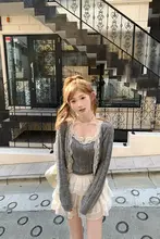 マハ毛のダイヤモンドパターンキャミソールカーディガン【秋用・ファッショナブル・二色展開】（セットアップ対応）