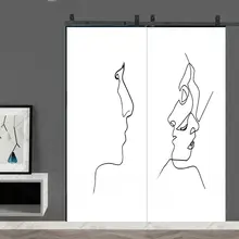 モランディ風 北欧デザインのシンプルラインドアステッカー【装飾画・リビング・寝室用】