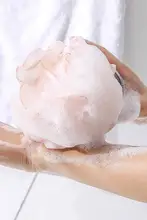 大サイズ バスボール シャワー用スポンジ【可愛いデザイン・泡立ち良好・ボディ洗浄用】