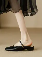 法式 本革オープンパンプス【夏用・柔らかい・低ヒール・マリジェーン・スリップオン】