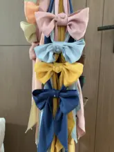 ストライプデザインの蝶結びセーラー服アクセサリー付きシャツ【手作りのネクタイ・リングバックル】