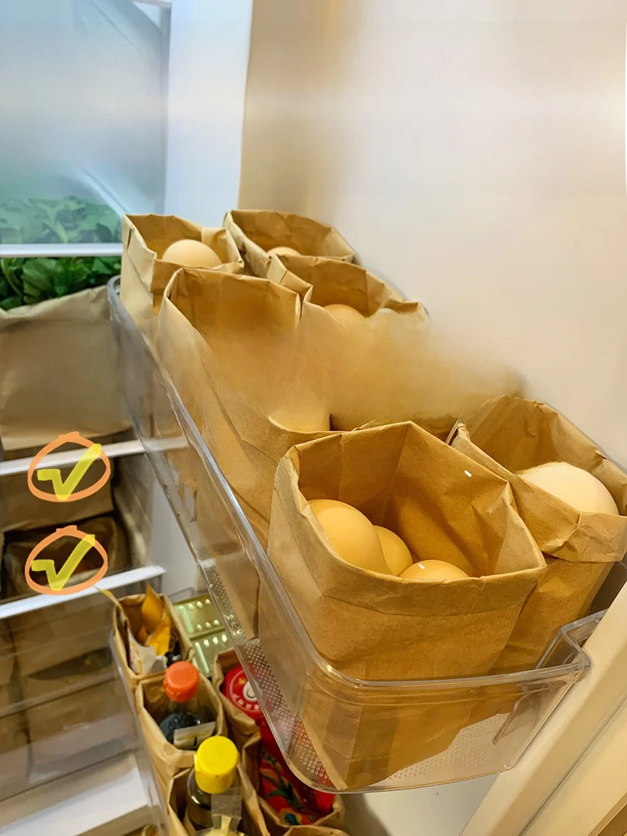 牛皮紙製冷蔵庫用野菜収納袋：防油・防水・厚手で効率的なキッチン収納を実現