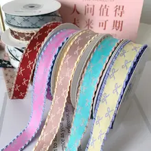 葉っぱ型縁取り豪華リボン【DIY手作り材料・ギフトラッピング用・サテンリボン】