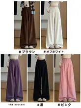 ブラウンのコーデュロイワイドレッグパンツ【高ウエスト・起毛・秋冬用・カジュアル】（セットアップ対応）