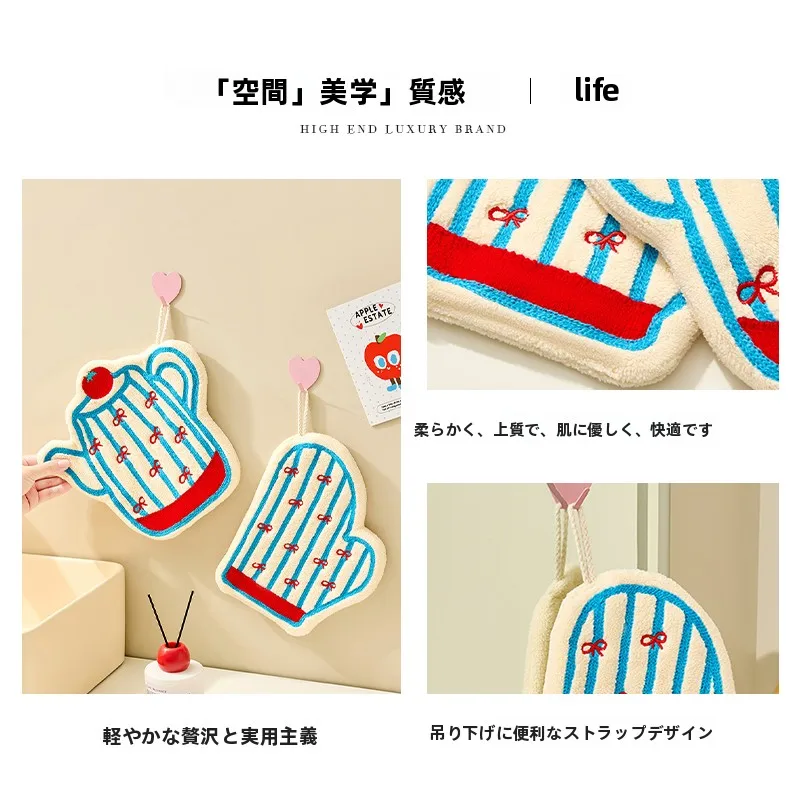 可愛いカートゥーンデザインのハンドタオル：珊瑚フリースで吸水速乾を実現