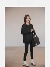 白鹅绒使用の長袖Tシャツ【厚手・秋用・インナー・コットン混】
