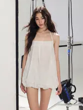 肩紐レスバックレスタンクトップ【フリーサイズ・ルーズフィット・夏用】