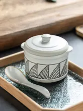 蓋付きスープ椀 陶器 下絵付け 湯煎用 家庭用 スープ 燕の巣 仏跳牆
