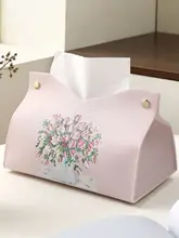 高級感ある皮革製油絵デザイン ティッシュボックス【軽食風・リビング・車用】