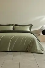 MIDO HOUSE 高級コットン製 ベッドリネン三点セット【通年使用・綿サテン・シーツ・掛け布団カバー・ベッドスカート】（セットアップ対応）