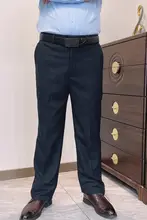 ビジネスカジュアル メンズウール混紡ストレートパンツ【ブラック＆グレー・しわになりにくい・厚手】