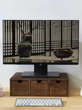 天然木製 デスク用化粧品収納ボックス【引き出し付き・オフィス文具・大容量・A4サイズファイル収納】