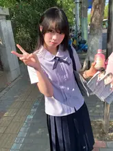 夏にぴったりなタイスタイル半袖シャツ【学院風・オリジナルJK制服・セットアップ対応】