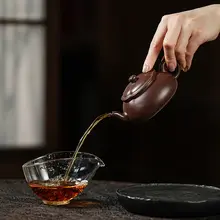 海棠川 宜興紫砂ポット【小容量・手作り・筋状デザイン】