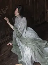 した雰囲気の新中風ロングドレス【アート感・夏用・古風】（セットアップ対応）