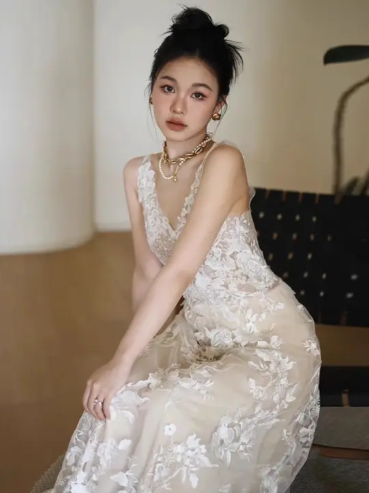 フランス風レース軽婚纱【新婦用・エレガントデザイン・ウェディング】