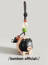 キーホルダー バッグチャーム 豚 木製 可愛い 両頭烏 グッズ 鍵チャーム