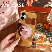 シンプルなドットデザインのスマホケース【マグネット式・ストラップ付き・スタンド機能】