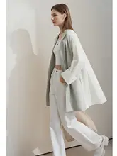 トレンド感溢れるリネン混合ドレープコート【超大きめ・女性用・秋向け】