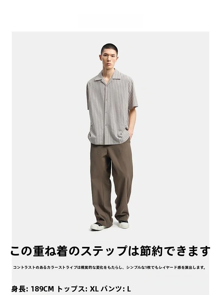 短い髪の男性に合う夏のカジュアルスタイル：麻風ストライプキューバカラー短袖シャツの実用性解析