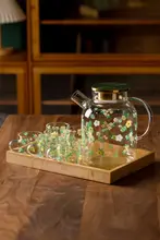 耐熱高硼硅ガラス製冷水ポット【フルーツティー対応・ティーポット・トレイ付き】（セットアップ対応）