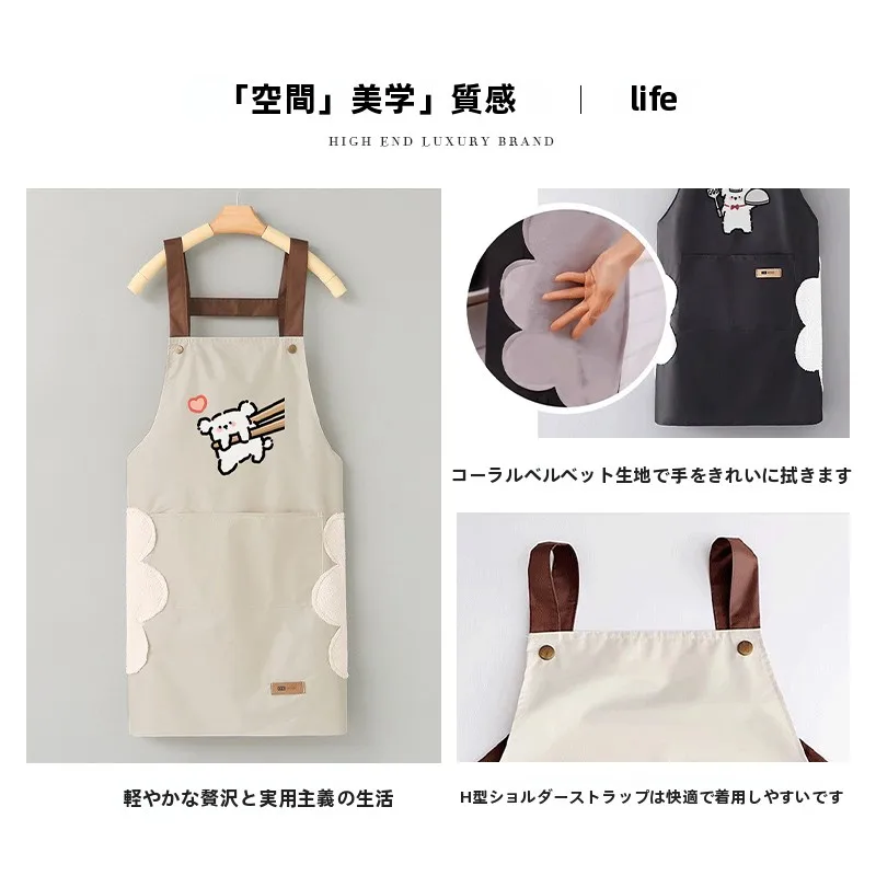 可愛いデザインの夏用エプロン：薄手・防水防油でキッチン作業を楽に