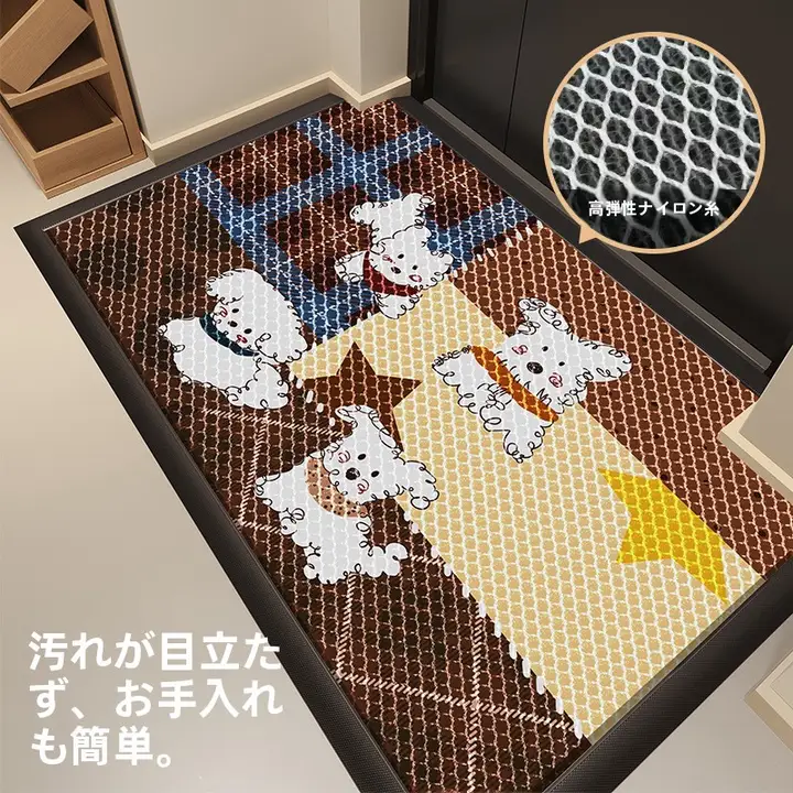 防滑性に優れたおしゃれな玄関マット【復古格子柄・お手入れ簡単・屋外用】