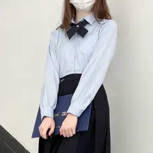 白色長袖シャツ【レディース・クラシックスタイル・ラウンドネック】
