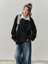 シャツカラー付きツイストニットセーター【女性用・秋冬・スタイル】（セットアップ対応）